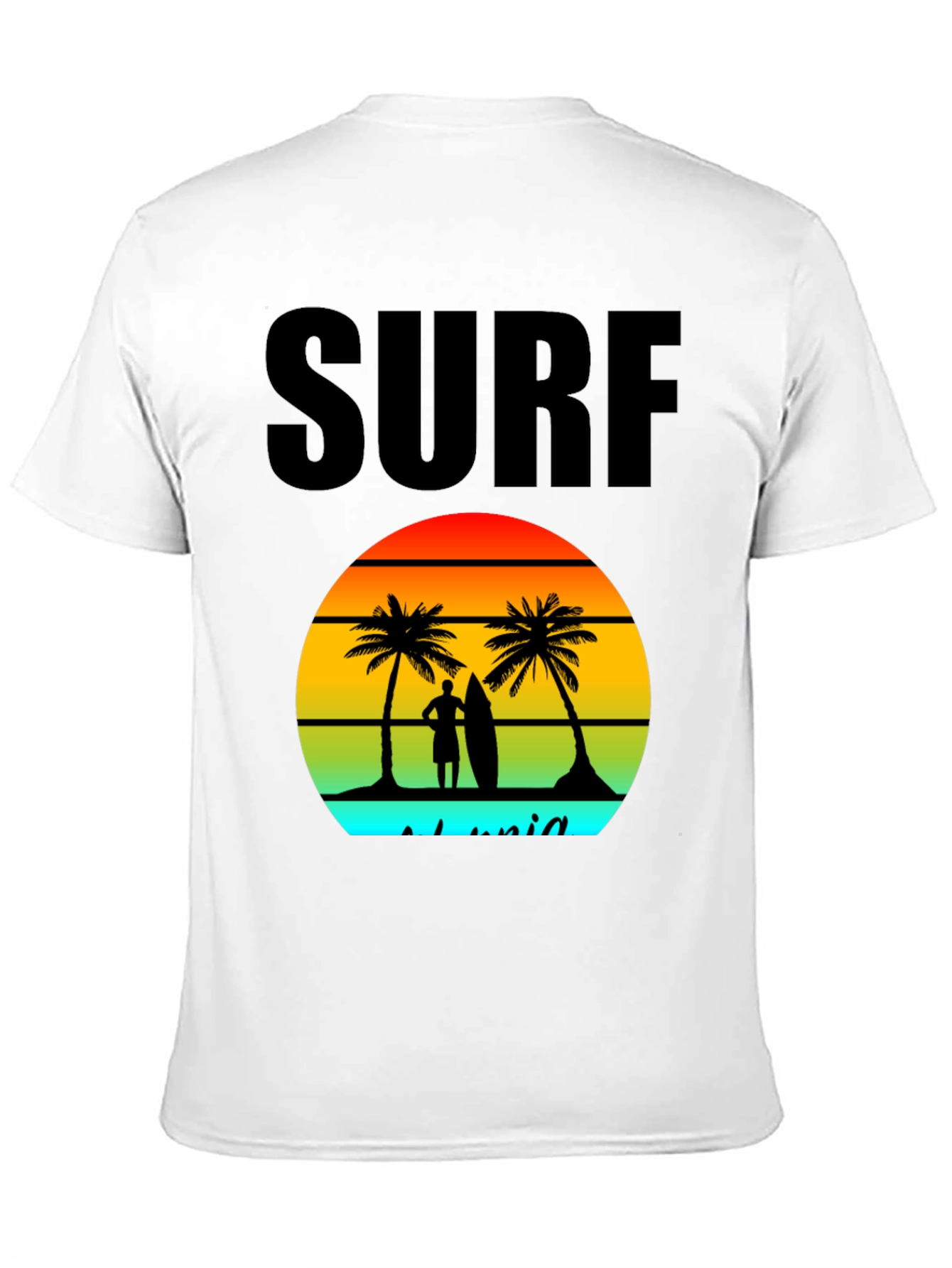 Surf Island Graphic Tee - Black Cotton T-Shirt