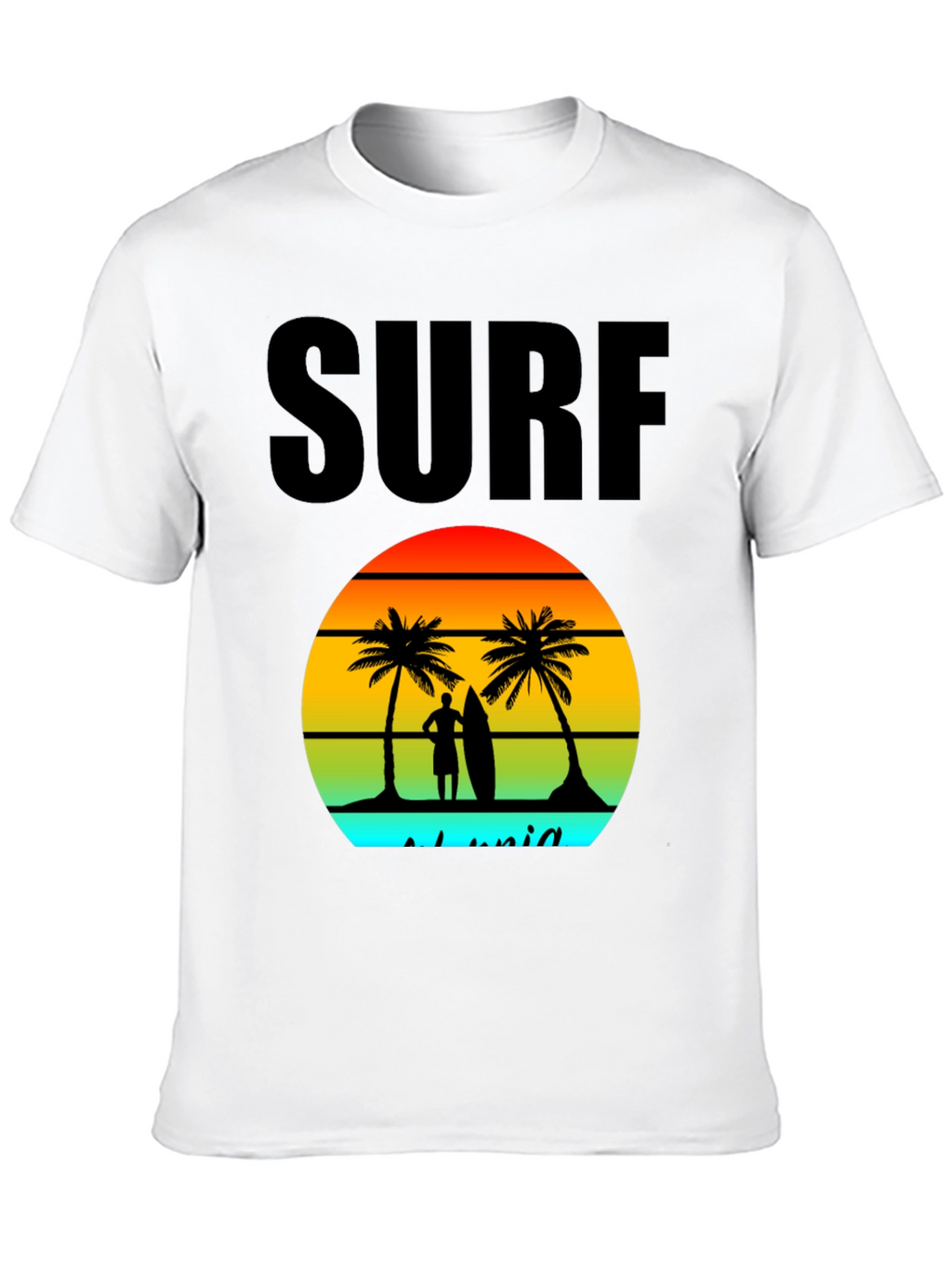 Surf Island Graphic Tee - Black Cotton T-Shirt
