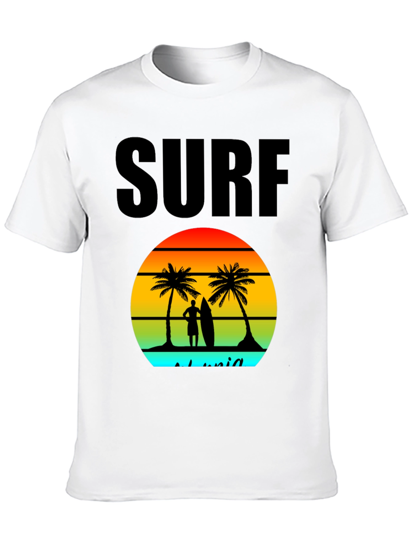 Surf Island Graphic Tee - Black Cotton T-Shirt