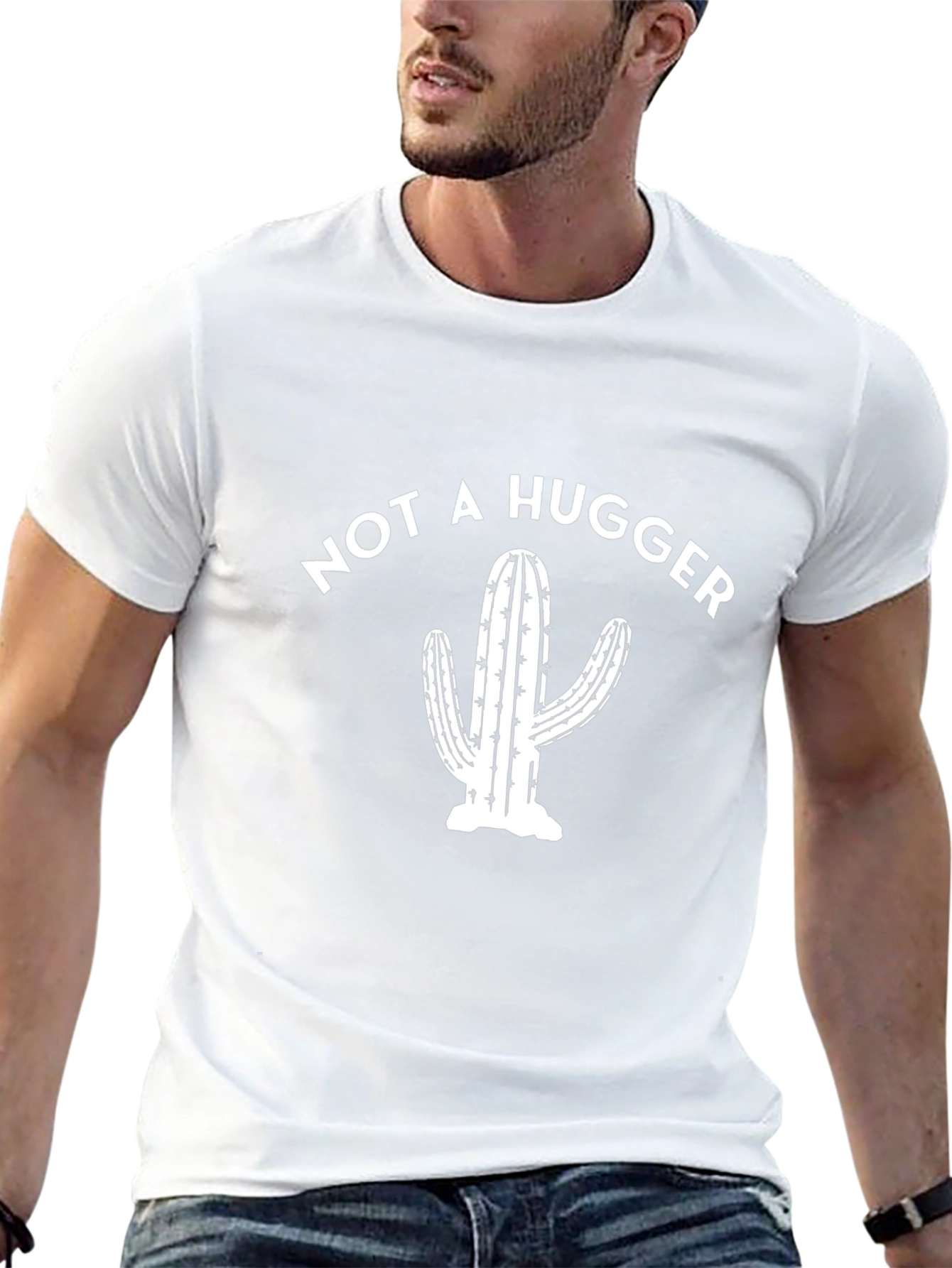 Not A Hugger Cactus Graphic T-Shirt