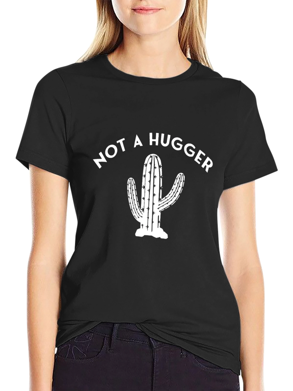 Not A Hugger Cactus Graphic T-Shirt