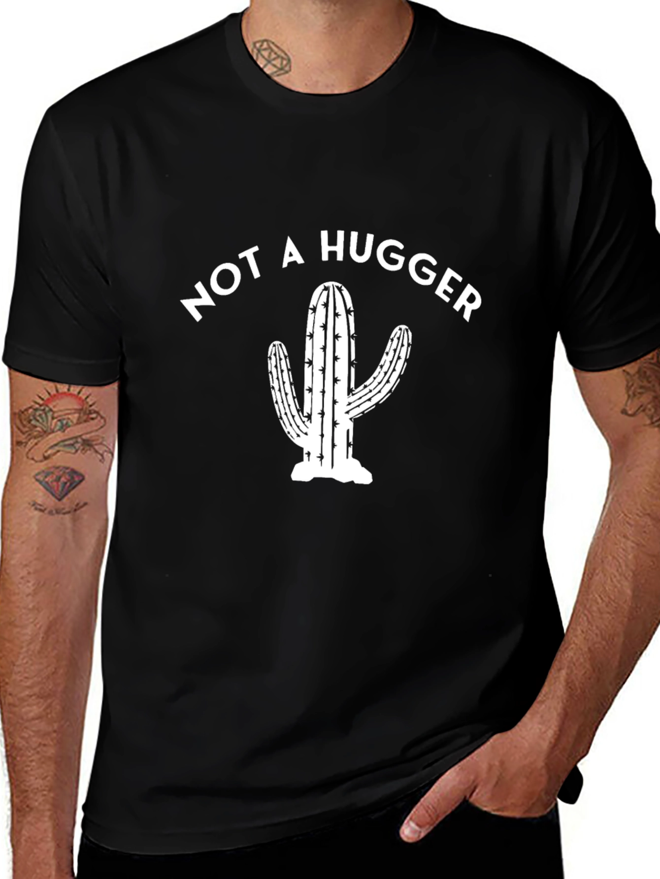 Not A Hugger Cactus Graphic T-Shirt