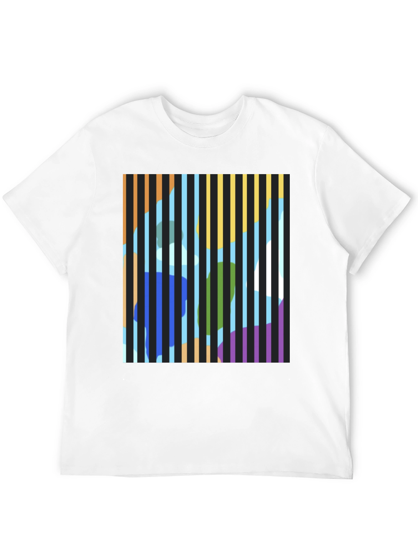 Abstract Striped Graphic Print T-Shirt
