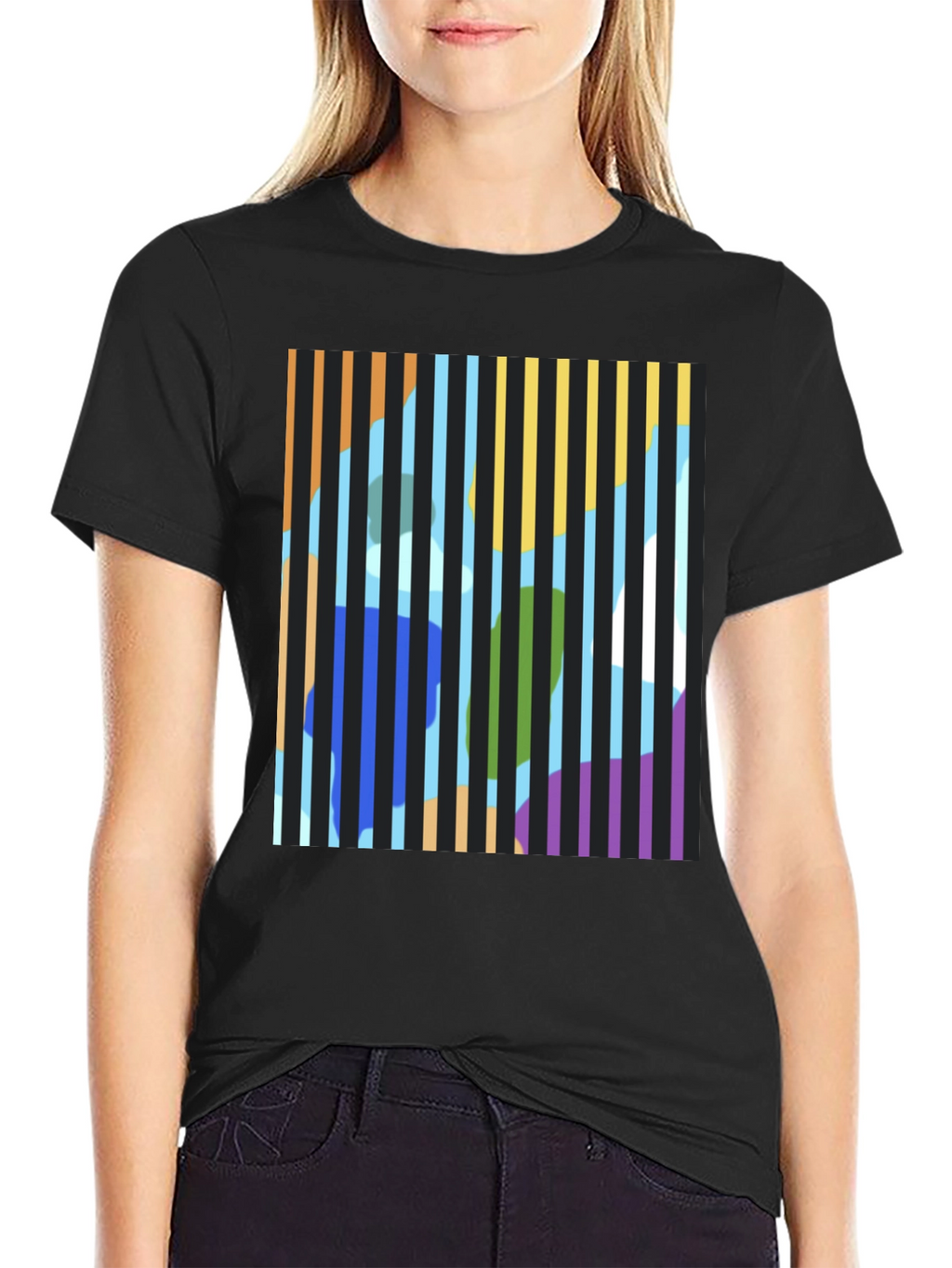Abstract Striped Graphic Print T-Shirt