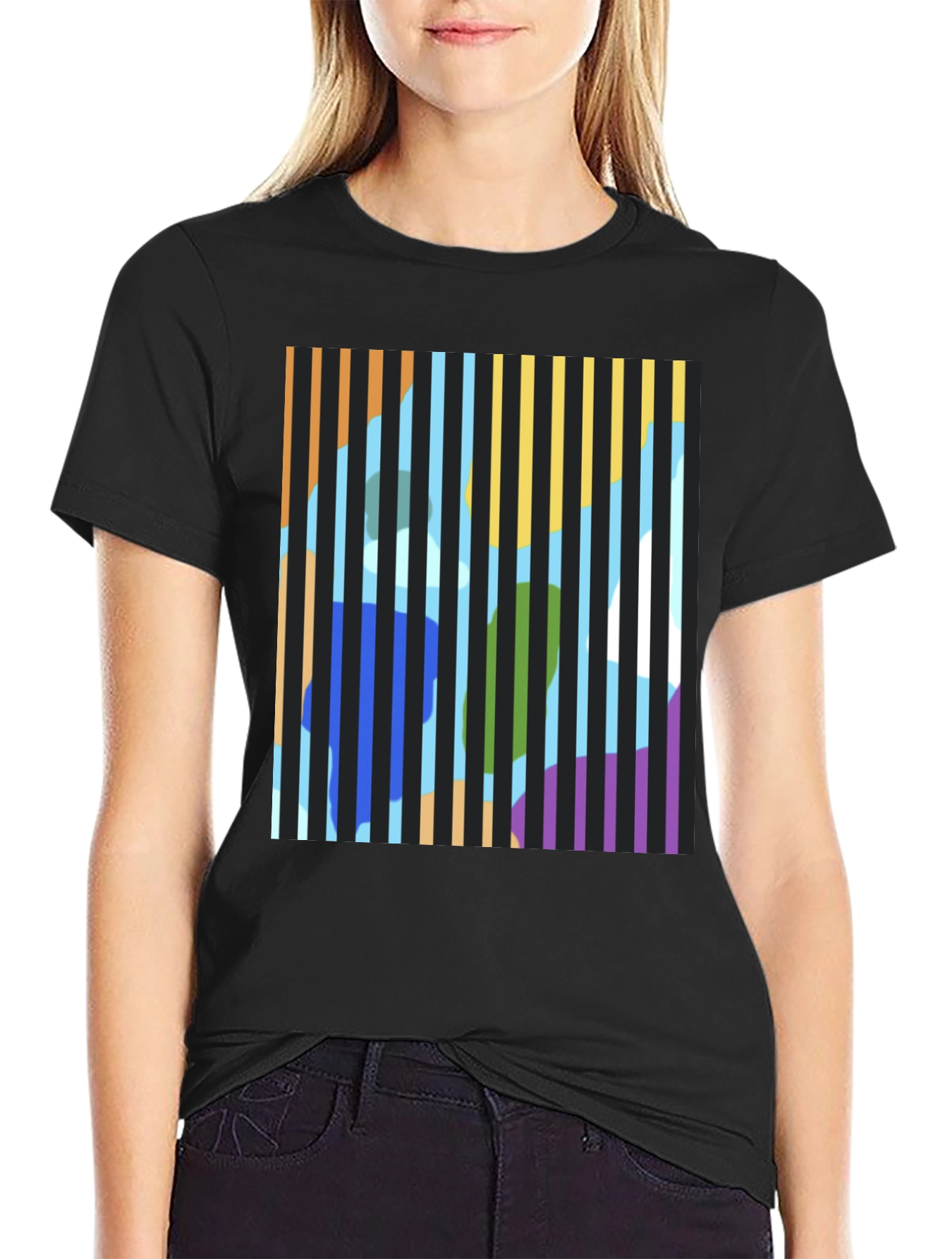 Abstract Striped Graphic Print T-Shirt