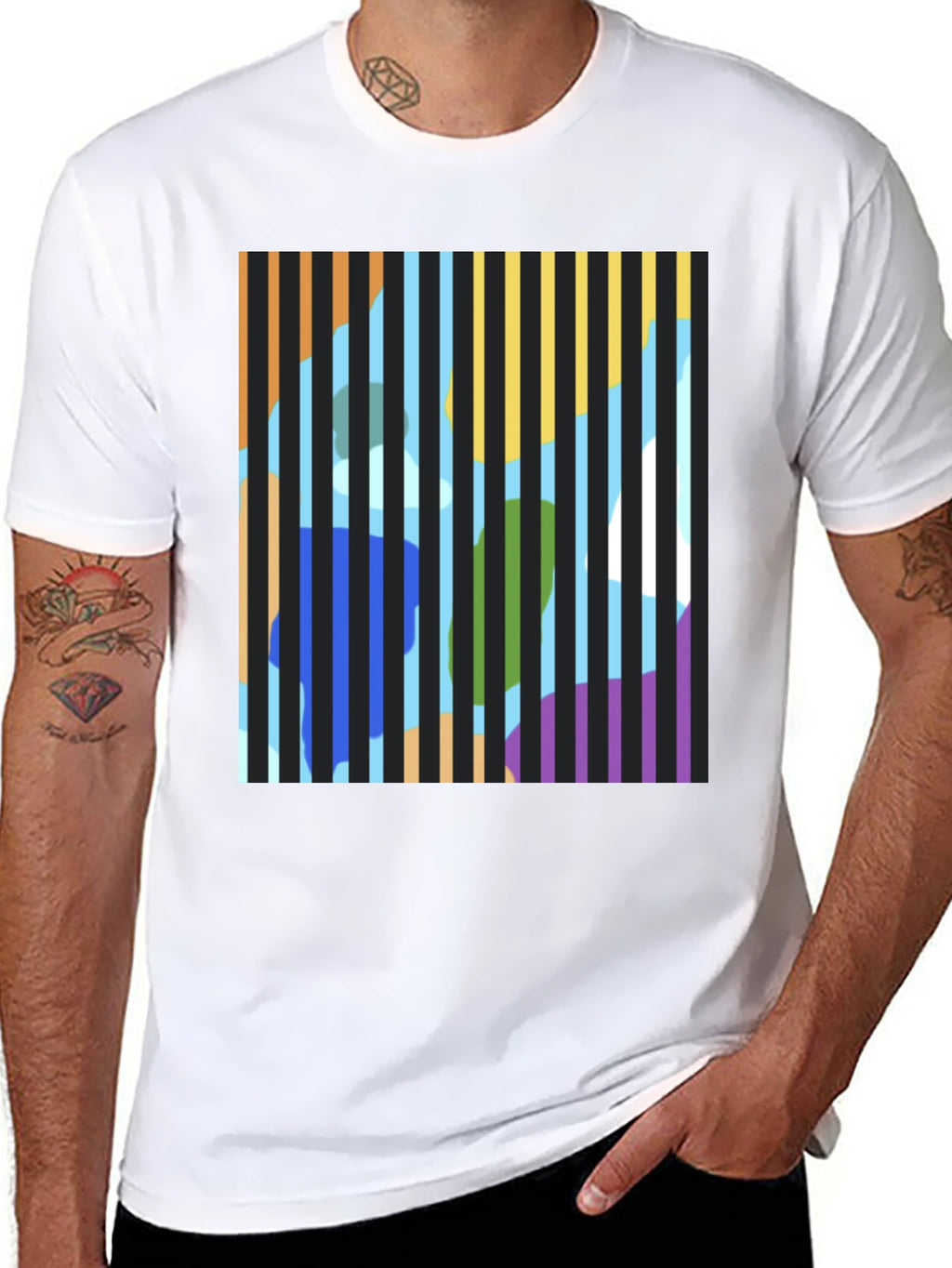 Abstract Striped Graphic Print T-Shirt