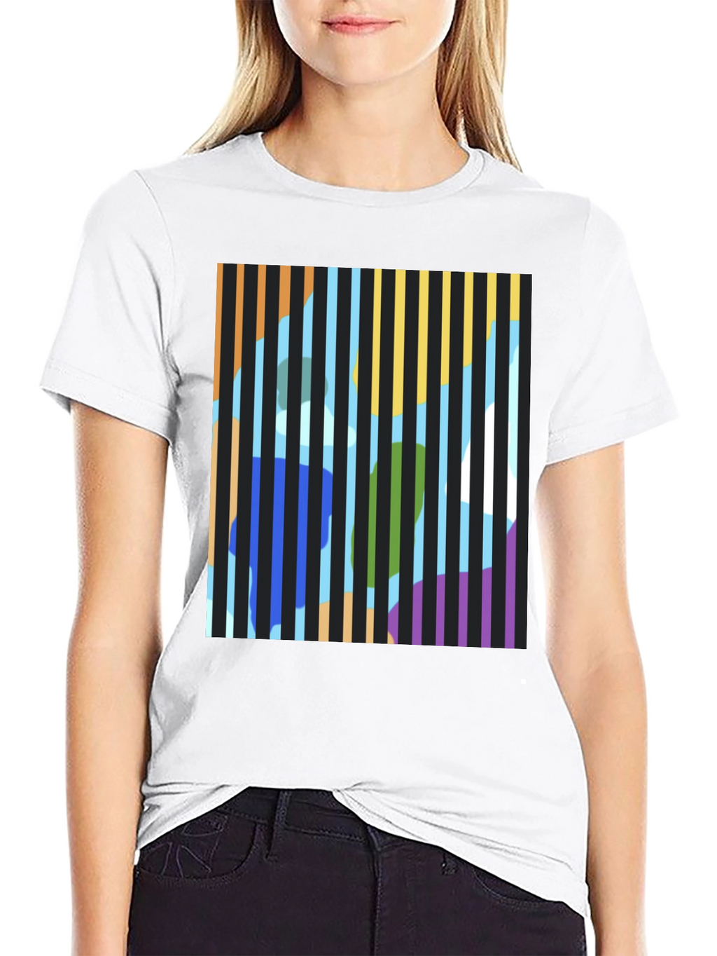 Abstract Striped Graphic Print T-Shirt