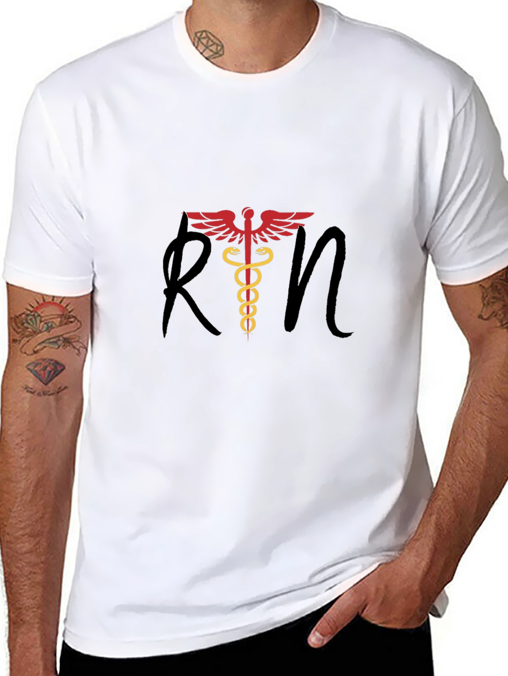 RN Caduceus Graphic Tee - Medical Professional T-Shirt
