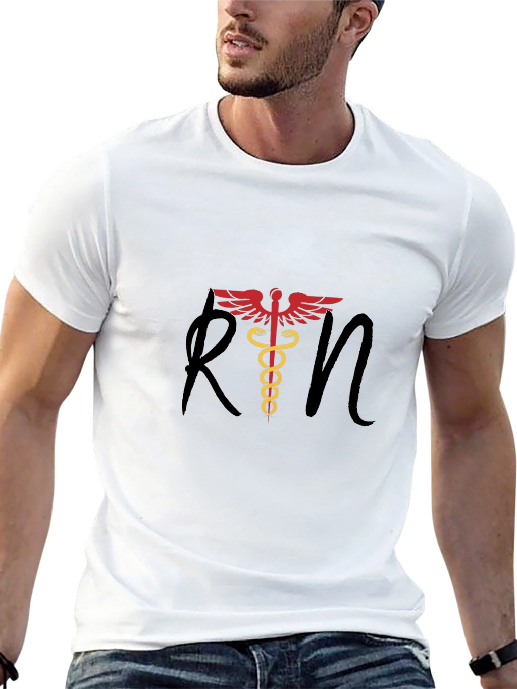 RN Caduceus Graphic Tee - Medical Professional T-Shirt