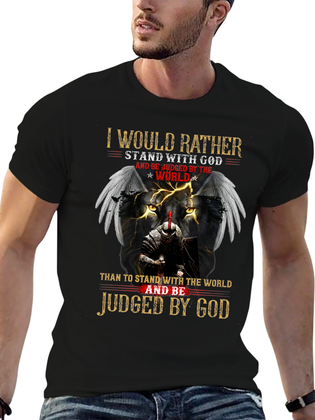 Stand with God Graphic Tee - Knight & Lion