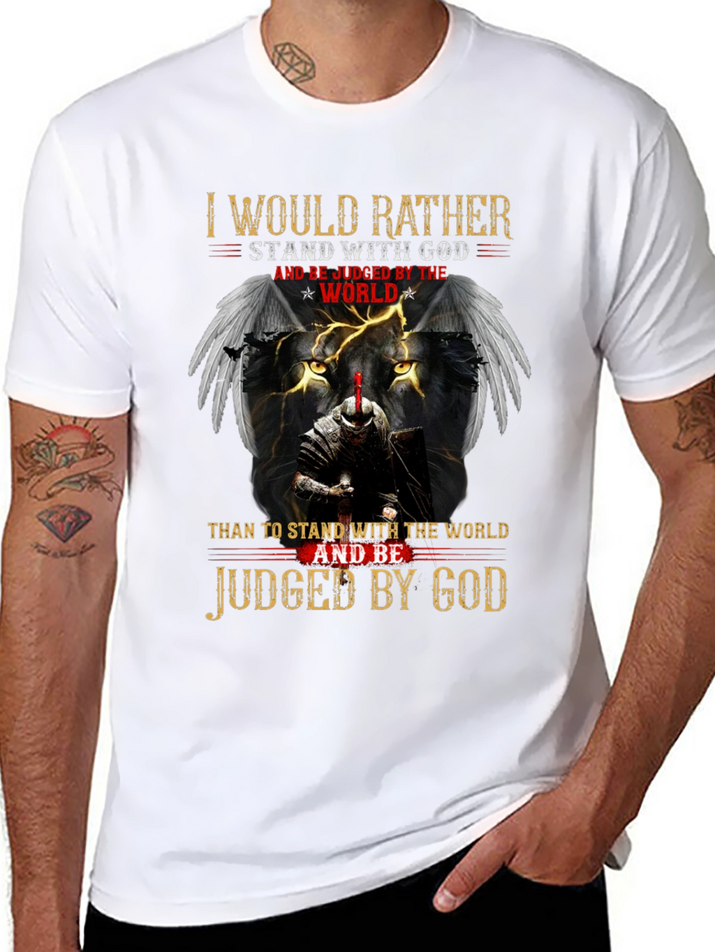 Stand with God Graphic Tee - Knight & Lion