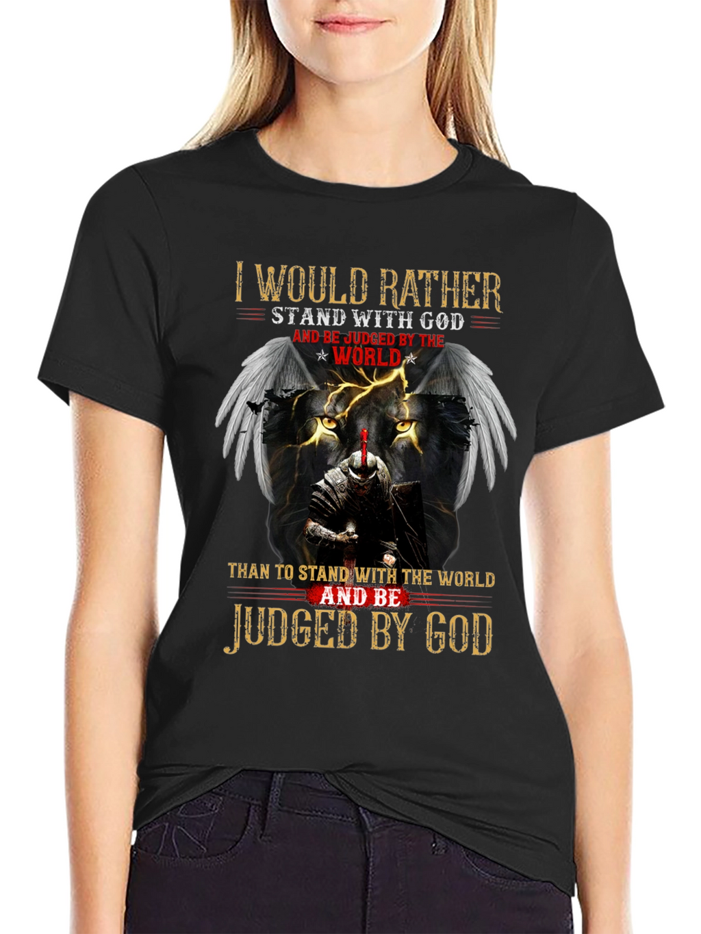 Stand with God Graphic Tee - Knight & Lion