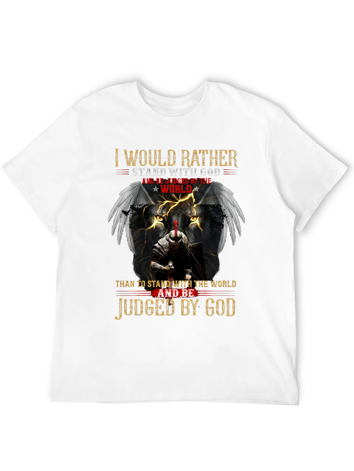 Stand with God Graphic Tee - Knight & Lion