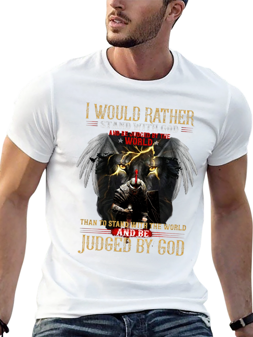 Stand with God Graphic Tee - Knight & Lion