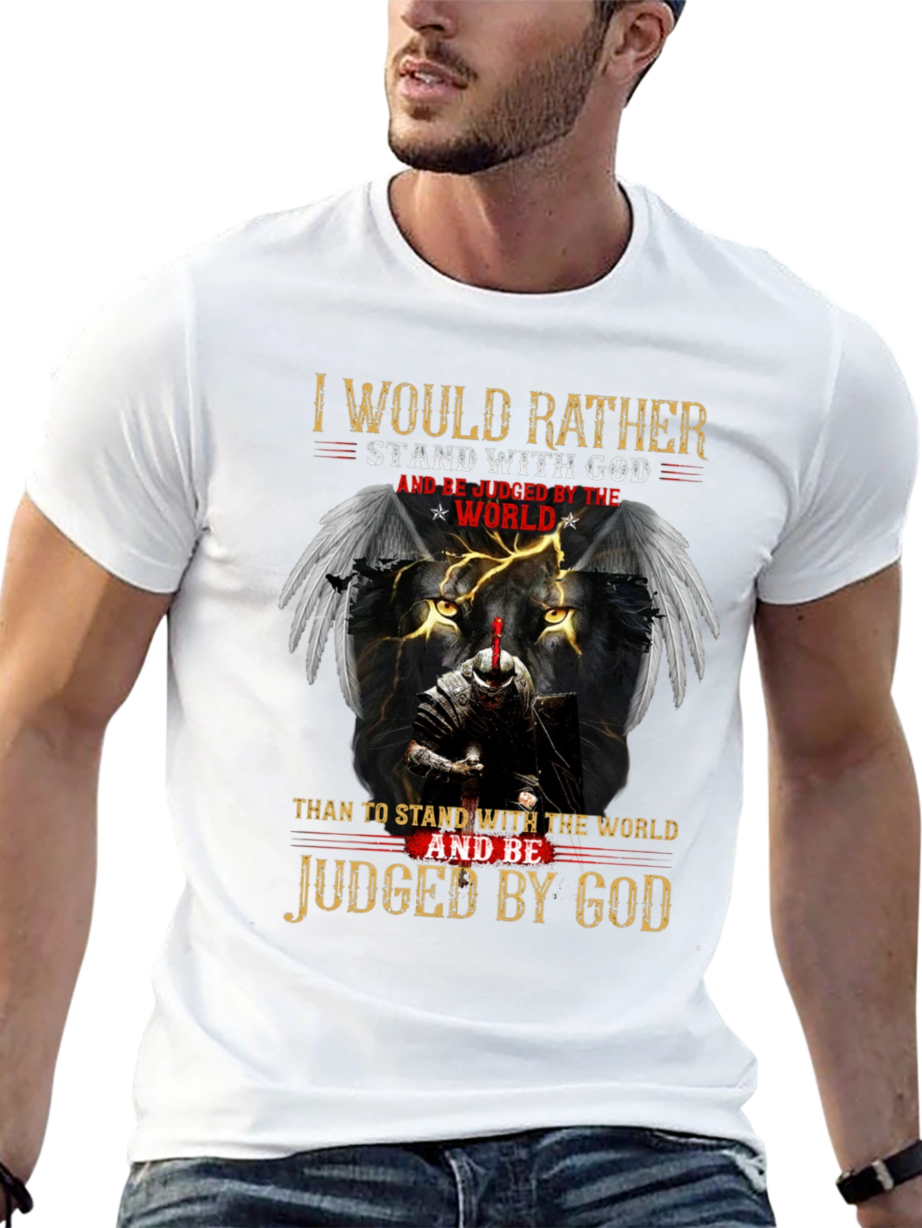 Stand with God Graphic Tee - Knight & Lion