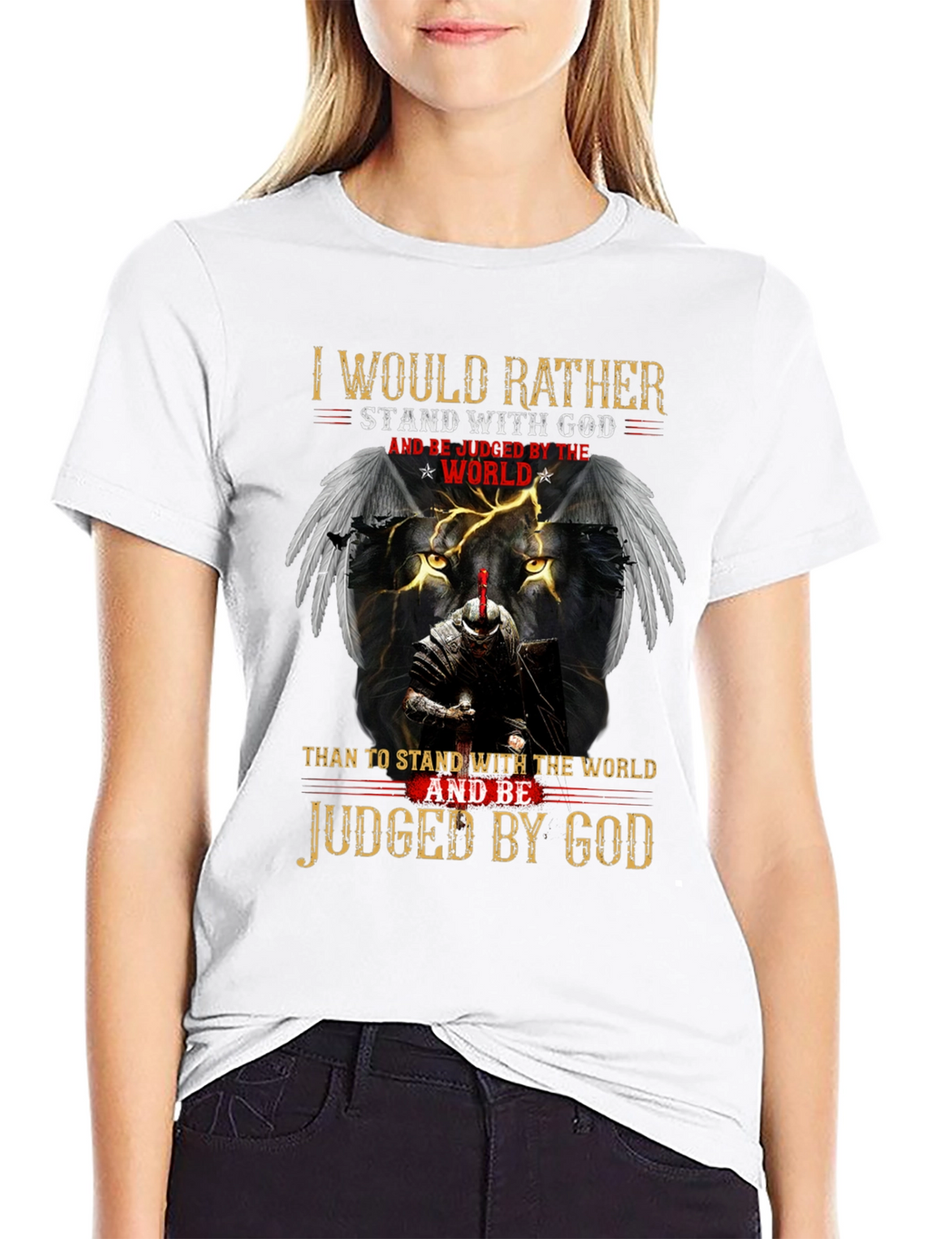 Stand with God Graphic Tee - Knight & Lion