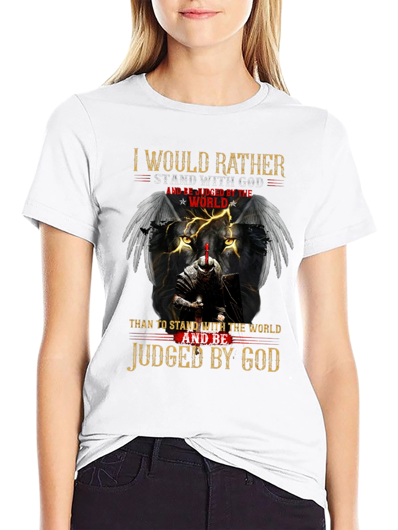Stand with God Graphic Tee - Knight & Lion