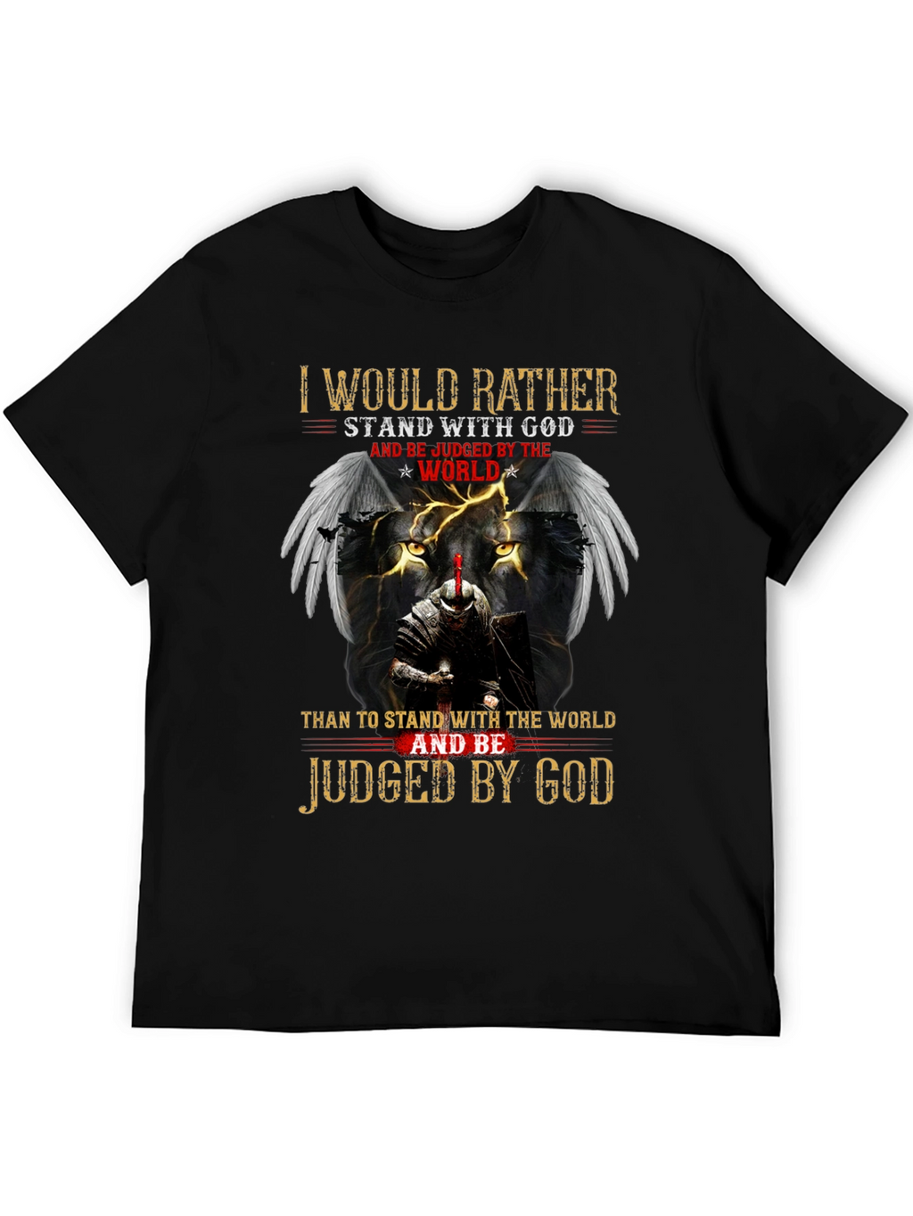 Stand with God Graphic Tee - Knight & Lion
