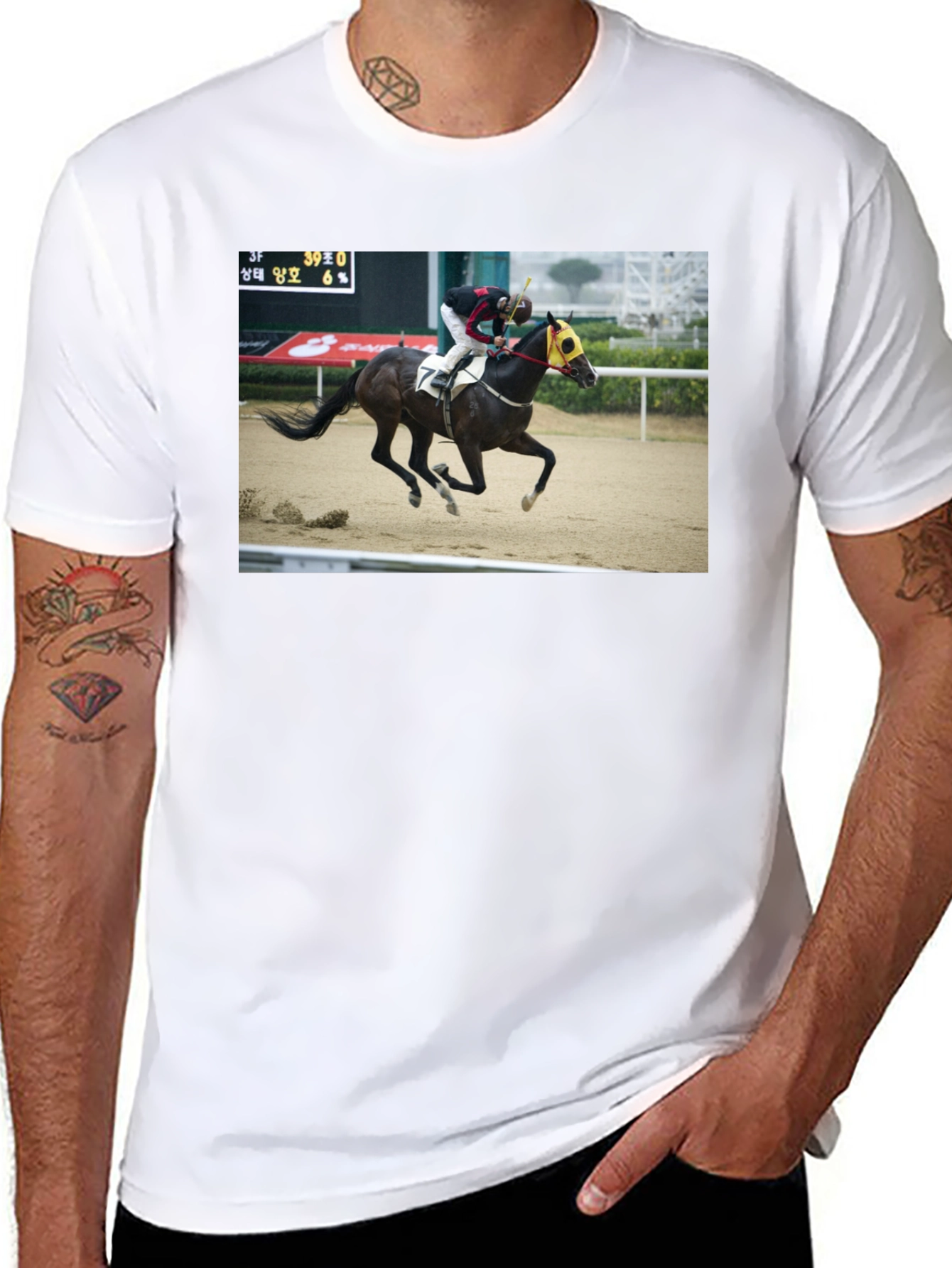Horse Racing Graphic Tee - Black T-Shirt