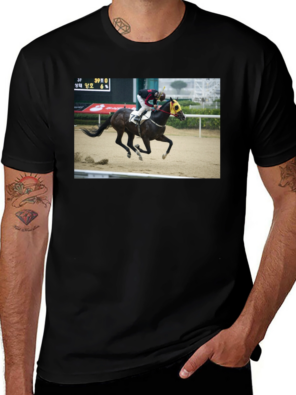 Horse Racing Graphic Tee - Black T-Shirt