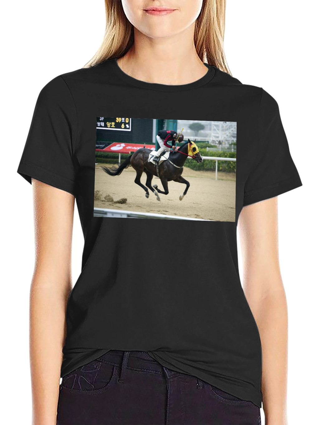 Horse Racing Graphic Tee - Black T-Shirt
