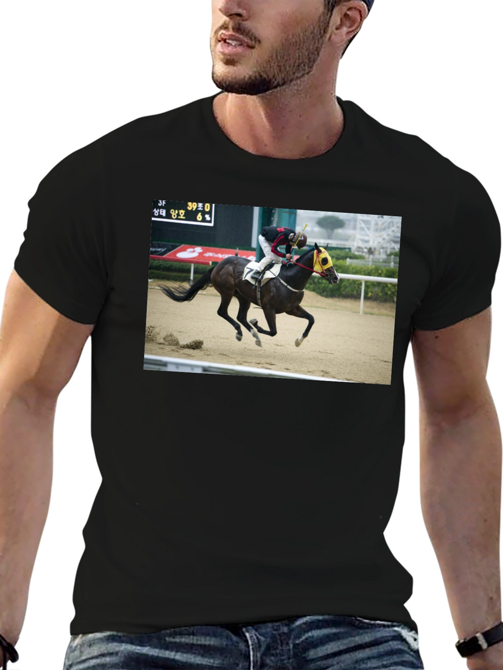 Horse Racing Graphic Tee - Black T-Shirt
