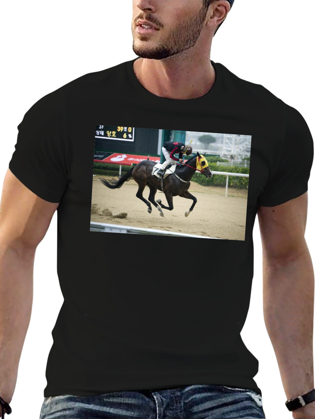 Horse Racing Graphic Tee - Black T-Shirt