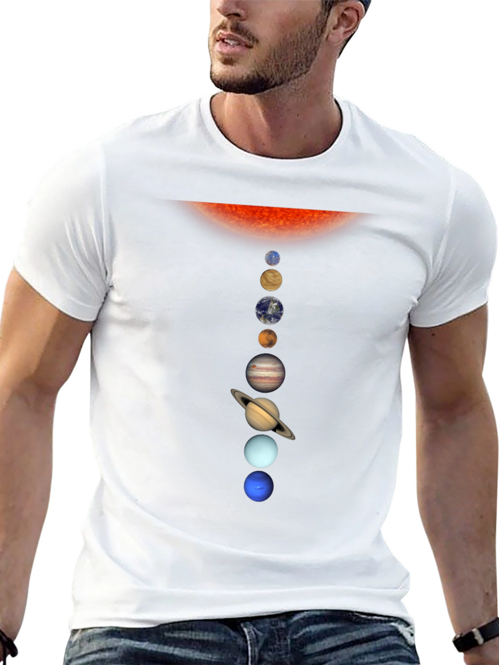 Solar System Planets Graphic T-Shirt - Black