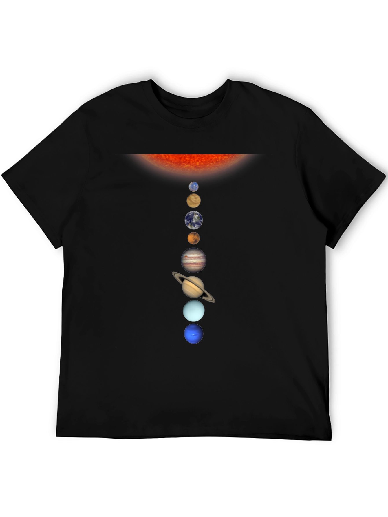 Solar System Planets Graphic T-Shirt - Black