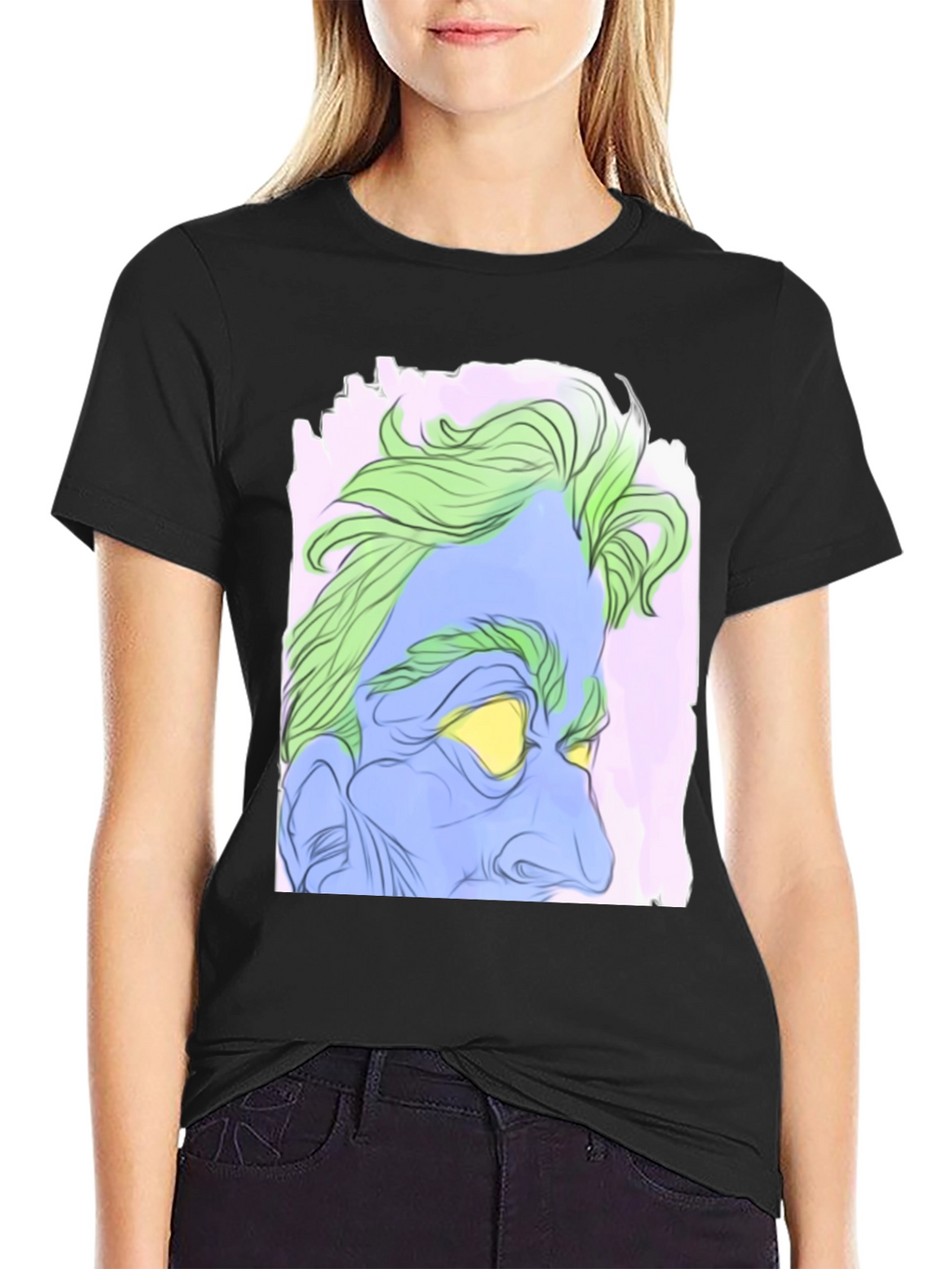 Abstract Hades Graphic Tee - Black Cotton Blend