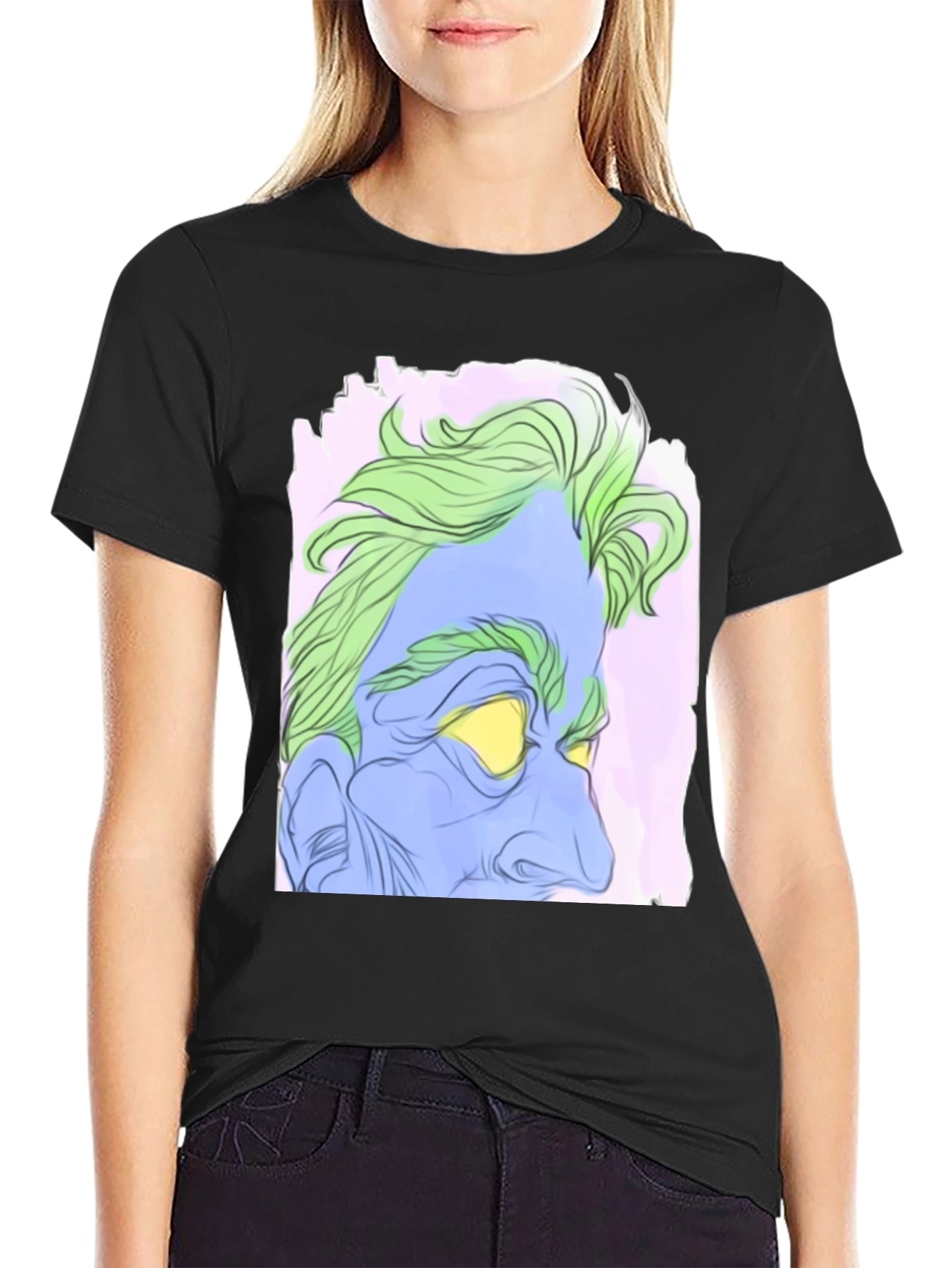 Abstract Hades Graphic Tee - Black Cotton Blend