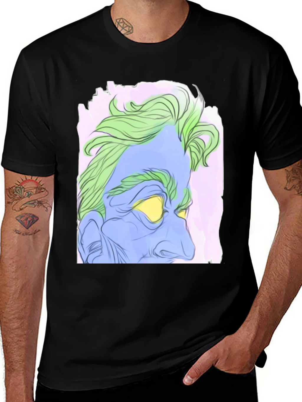 Abstract Hades Graphic Tee - Black Cotton Blend