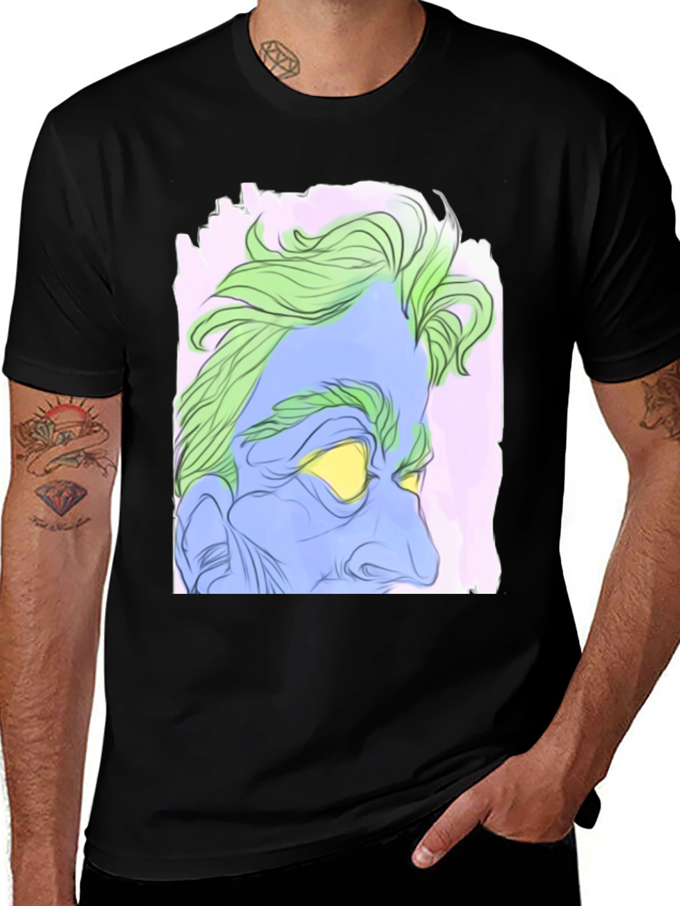 Abstract Hades Graphic Tee - Black Cotton Blend