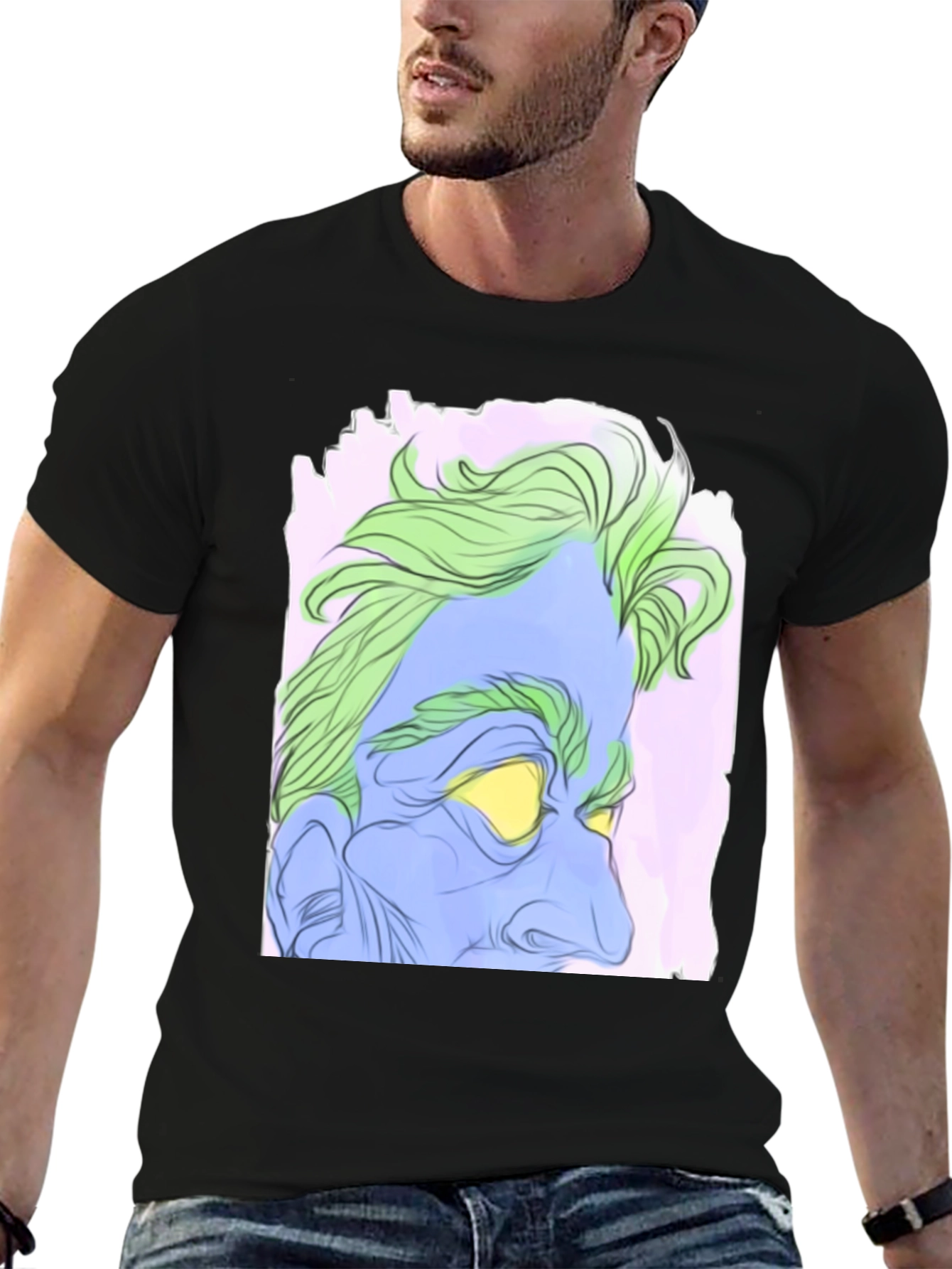 Abstract Hades Graphic Tee - Black Cotton Blend