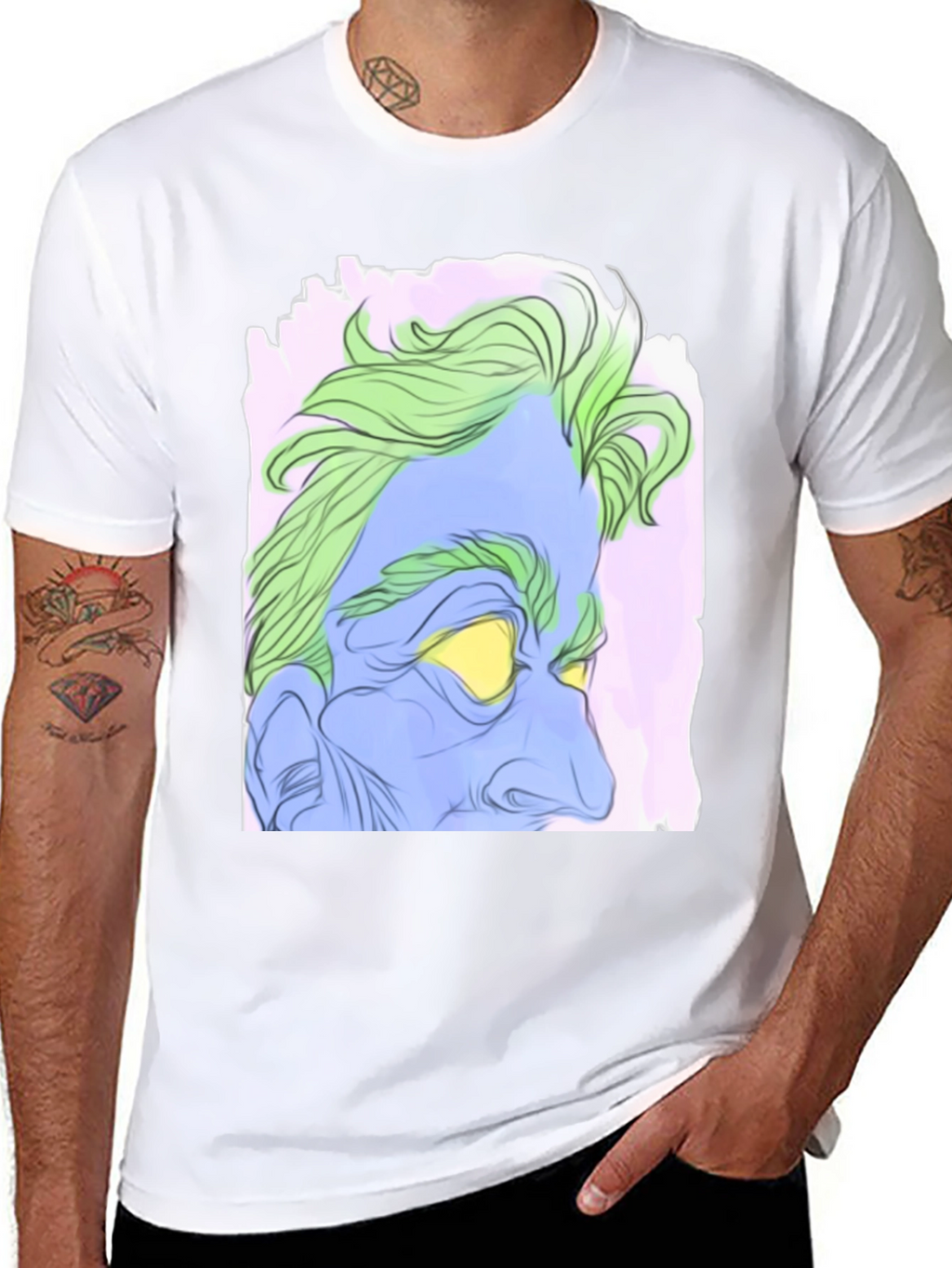 Abstract Hades Graphic Tee - Black Cotton Blend