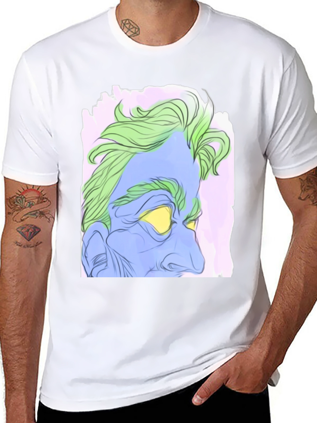 Abstract Hades Graphic Tee - Black Cotton Blend