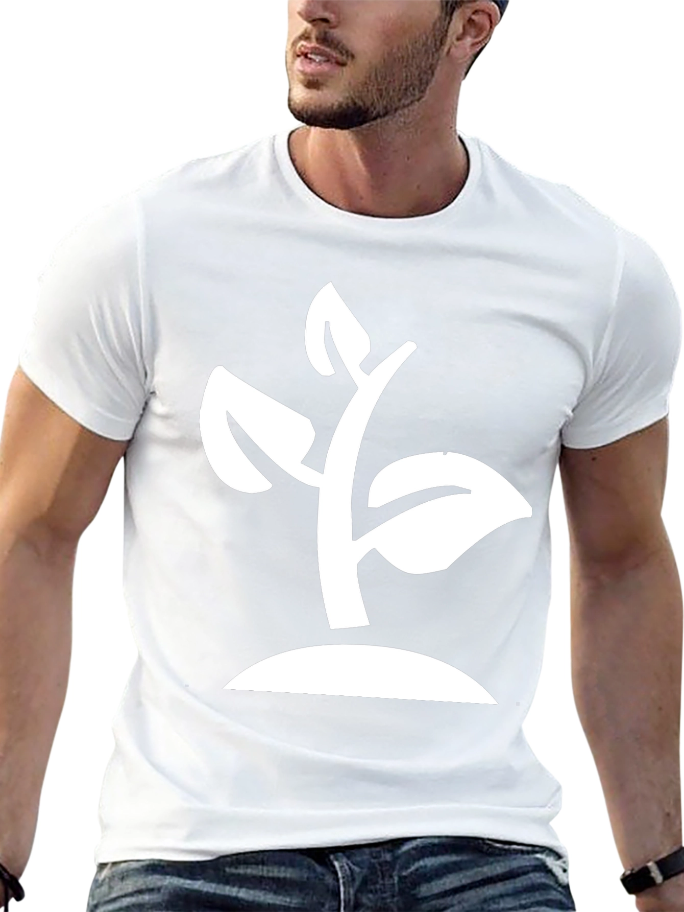 Modern Plant Graphic Tee - Black Cotton Blend