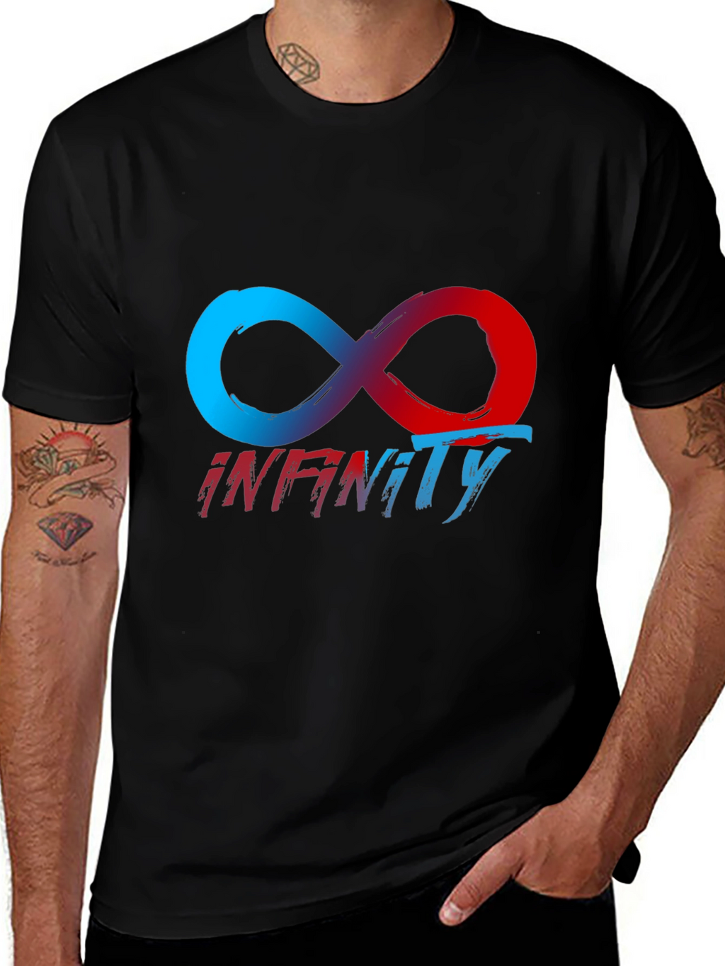 Infinity Symbol Graphic Tee - Black Casual T-Shirt
