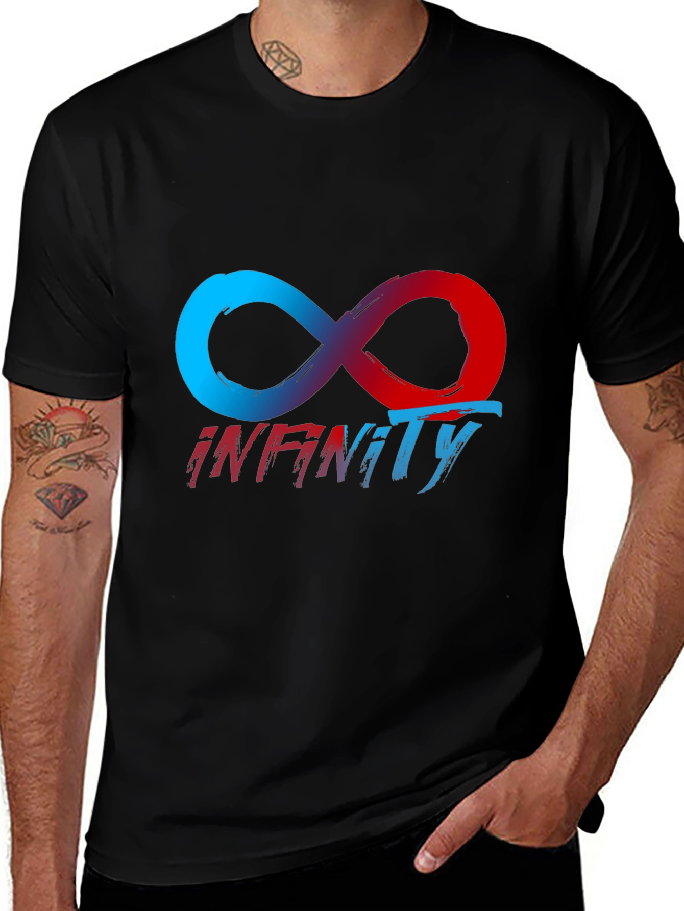 Infinity Symbol Graphic Tee - Black Casual T-Shirt