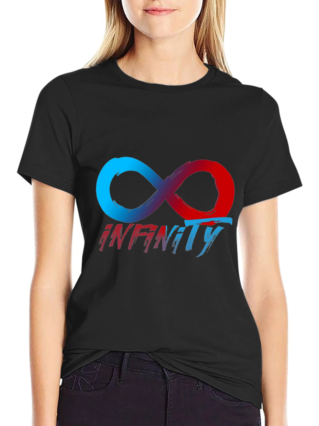 Infinity Symbol Graphic Tee - Black Casual T-Shirt