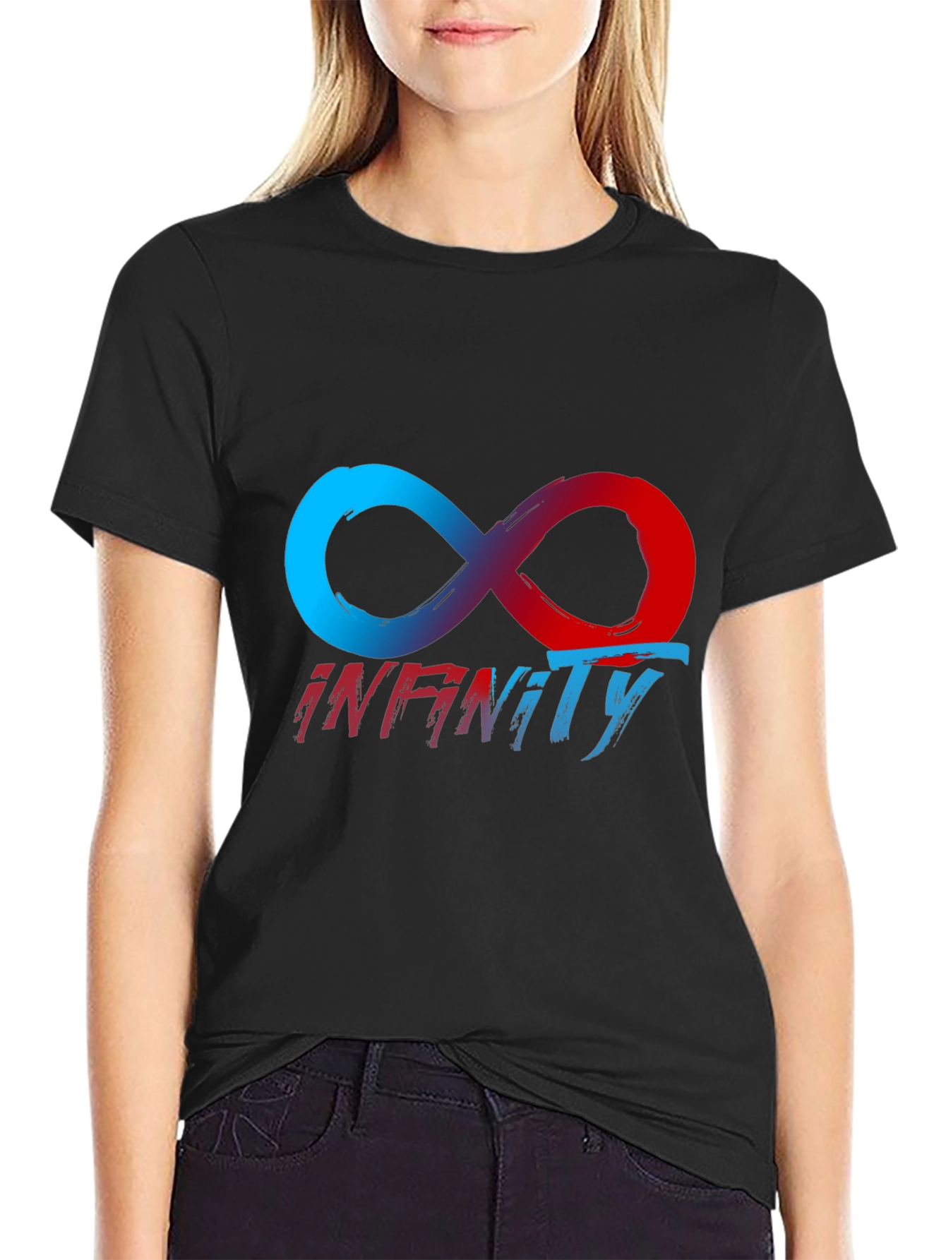 Infinity Symbol Graphic Tee - Black Casual T-Shirt