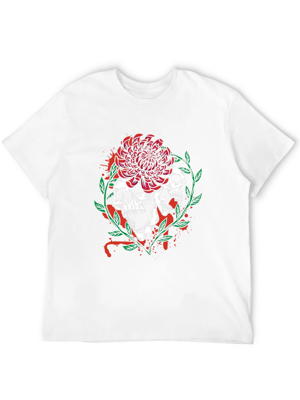 Skull & Flower Graphic Tee - Mens Black T-Shirt
