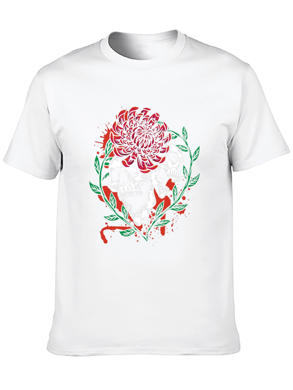 Skull & Flower Graphic Tee - Mens Black T-Shirt