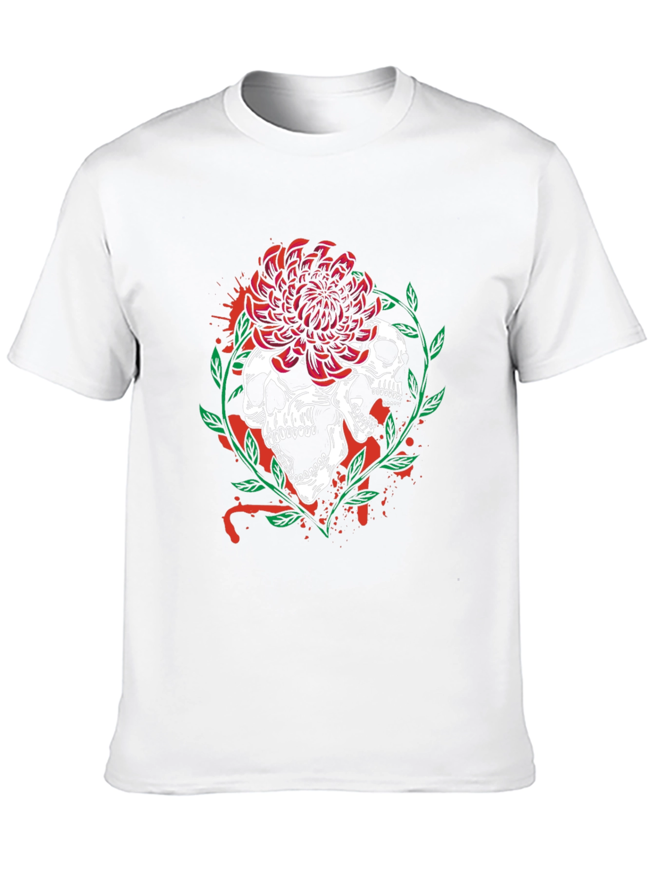 Skull & Flower Graphic Tee - Mens Black T-Shirt