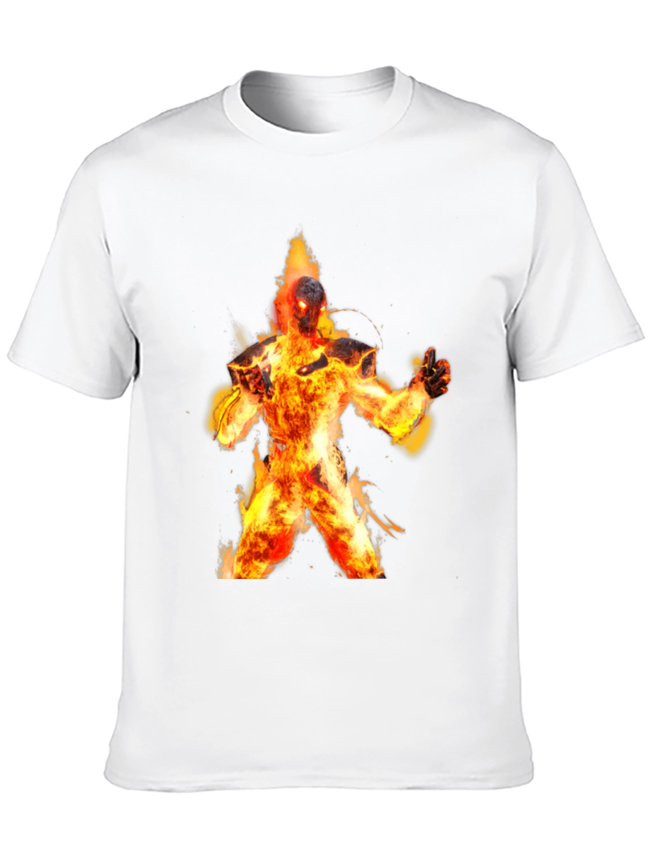 Flaming Fire Elemental Graphic Tee - Black Cotton Blend