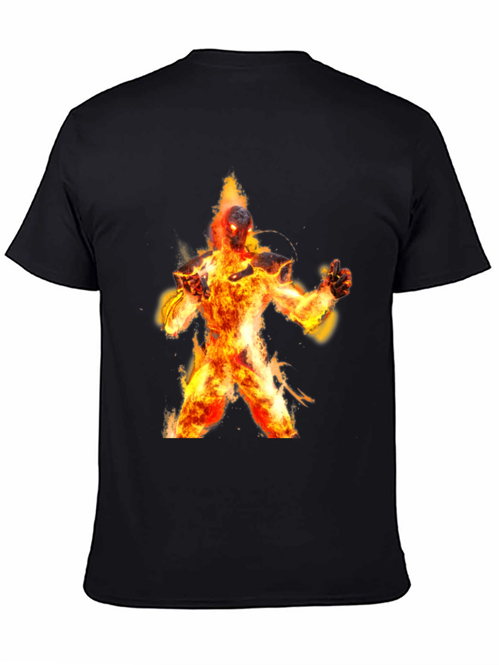 Flaming Fire Elemental Graphic Tee - Black Cotton Blend