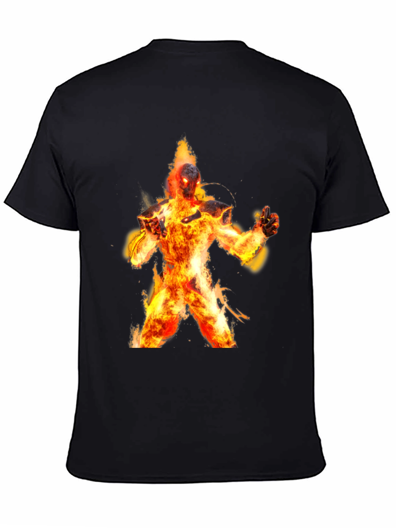Flaming Fire Elemental Graphic Tee - Black Cotton Blend