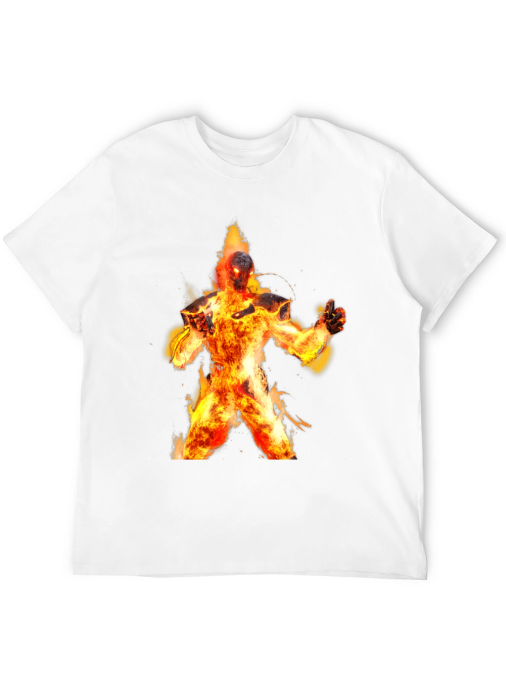 Flaming Fire Elemental Graphic Tee - Black Cotton Blend