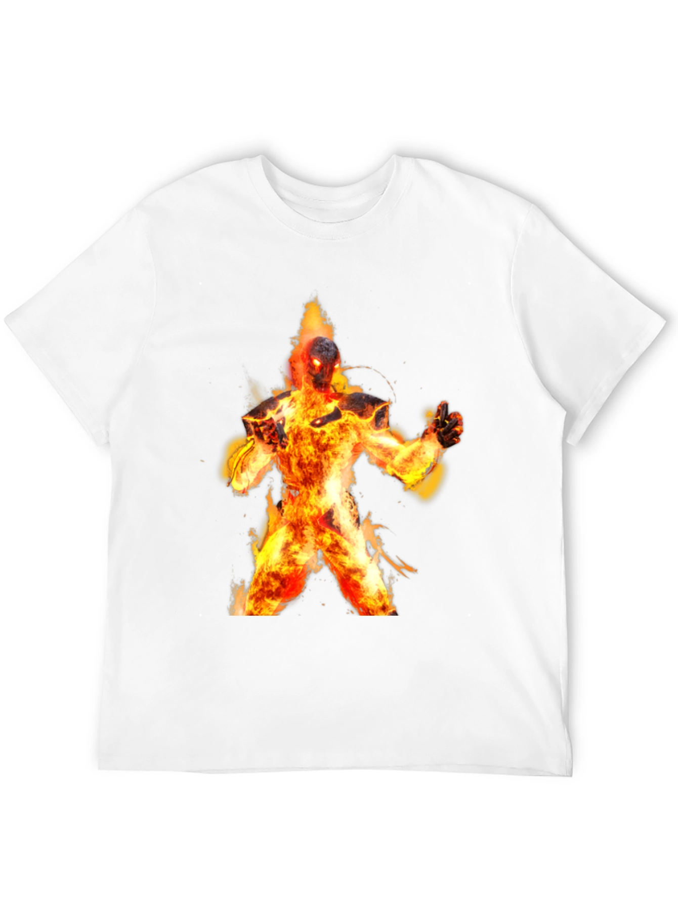 Flaming Fire Elemental Graphic Tee - Black Cotton Blend