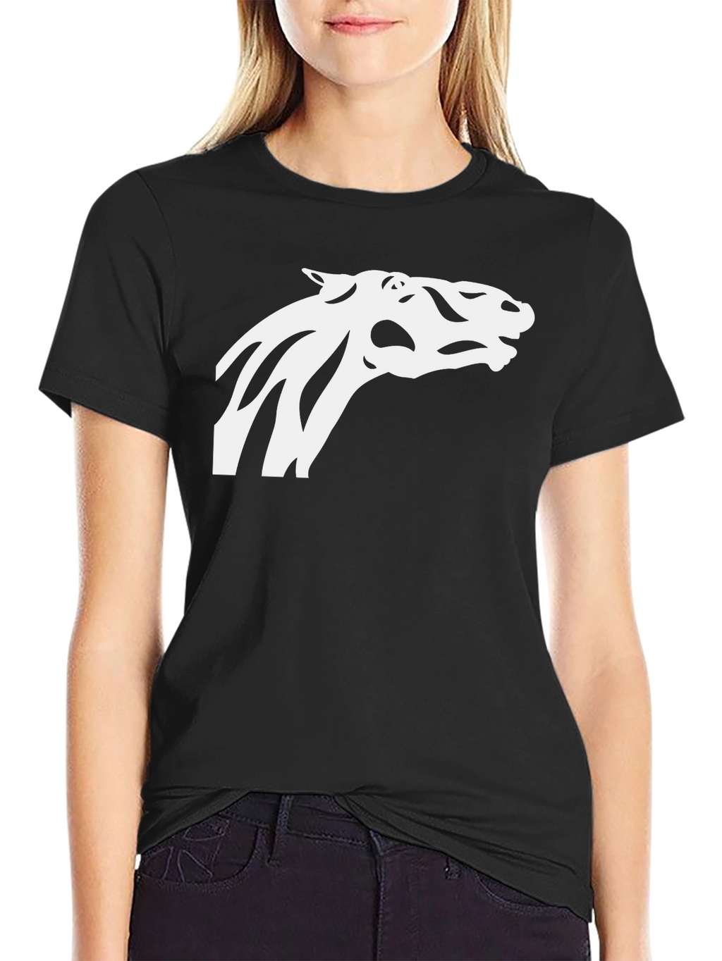 Cool Horse Silhouette Tee - Black Cotton Blend